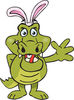 Friendly Waving Crocodile Wearing Easter Bunny Ears