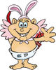 Friendly Waving Cupid Wearing Easter Bunny Ears
