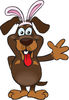 Friendly Waving Dachshund Dog Wearing Easter Bunny Ears