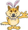 Friendly Waving Dingo Wearing Easter Bunny Ears