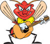 Cartoon Wasp Playing an Acoustic Guitar