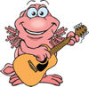 Cartoon Happy Walking Fish Playing an Acoustic Guitar