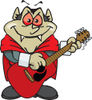 Cartoon Happy Dracula Vampire Playing an Acoustic Guitar