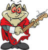 Cartoon Happy Dracula Vampire Playing an Electric Guitar