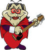 Cartoon Happy Vampiress Playing an Acoustic Guitar