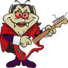 Cartoon Happy Vampiress Playing an Electric Guitar
