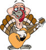 Cartoon Happy Turkey Bird Playing an Acoustic Guitar