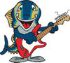 Cartoon Happy Tuna Fish Playing an Acoustic Guitar