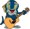 Cartoon Happy Tuna Fish Playing an Electric Guitar