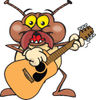 Cartoon Happy Termite Playing an Acoustic Guitar