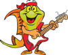 Cartoon Happy Swordtail Fish Playing an Electric Guitar
