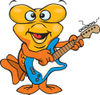 Cartoon Happy Goldfish Playing an Electric Guitar
