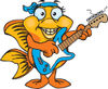 Cartoon Happy Fancy Goldfish Playing an Electric Guitar