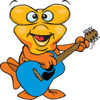 Cartoon Happy Goldfish Playing an Acoustic Guitar