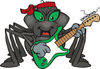 Cartoon Happy Black Widow Spider Playing an Electric Guitar