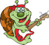 Cartoon Happy Snail Playing an Electric Guitar