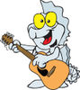 Cartoon Happy Seahorse Playing an Acoustic Guitar