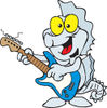 Cartoon Happy Seahorse Playing an Electric Guitar