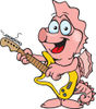 Cartoon Happy Pink Seahorse Playing an Electric Guitar