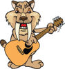 Cartoon Happy Saber Toothed Tiger Playing an Acoustic Guitar