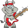 Cartoon Happy Rhino Playing an Electric Guitar