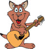 Cartoon Happy Red Kangaroo Playing an Acoustic Guitar