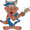 Cartoon Happy Red Kangaroo Playing an Electric Guitar