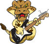 Cartoon Happy Rattlesnake Playing an Electric Guitar
