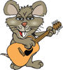 Cartoon Happy Rat Playing an Acoustic Guitar