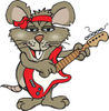 Cartoon Happy Rat Playing an Electric Guitar