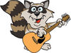 Cartoon Happy Raccoon Playing an Acoustic Guitar