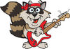 Cartoon Happy Raccoon Playing an Electric Guitar