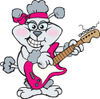 Cartoon Happy Gray Poodle Playing an Electric Guitar