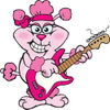 Cartoon Happy Pink Poodle Playing an Electric Guitar