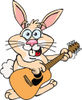 Cartoon Happy Rabbit Playing an Acoustic Guitar