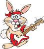 Cartoon Happy Rabbit Playing an Electric Guitar