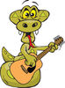 Cartoon Happy Python Snake Playing an Acoustic Guitar