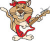 Cartoon Happy Puma Cougar Playing an Electric Guitar