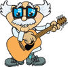 Cartoon Happy Scientist Playing an Acoustic Guitar