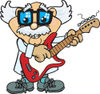 Cartoon Happy Scientist Playing an Electric Guitar
