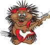 Cartoon Happy Porcupine Playing an Electric Guitar