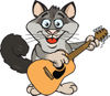 Cartoon Happy Possum Playing an Acoustic Guitar