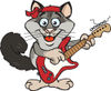 Cartoon Happy Possum Playing an Electric Guitar