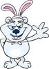 Friendly Waving Polar Bear Wearing Easter Bunny Ears