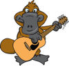 Cartoon Happy Platypus Playing an Acoustic Guitar