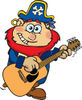 Cartoon Happy Pirate Man Playing an Acoustic Guitar