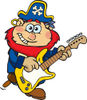 Cartoon Happy Pirate Man Playing an Electric Guitar