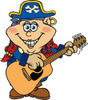 Cartoon Happy Pirate Woman Playing an Acoustic Guitar