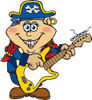 Cartoon Happy Pirate Woman Playing an Electric Guitar