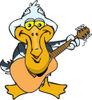 Cartoon Happy Pelican Playing an Acoustic Guitar